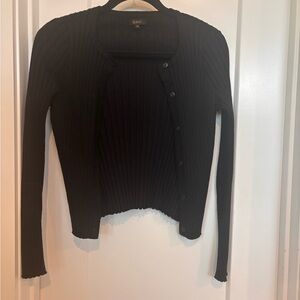 Quince Black Ribbed Cardigan